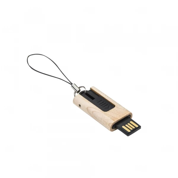 Pen Drive Personalizado Retrátil De Madeira - 4GB
