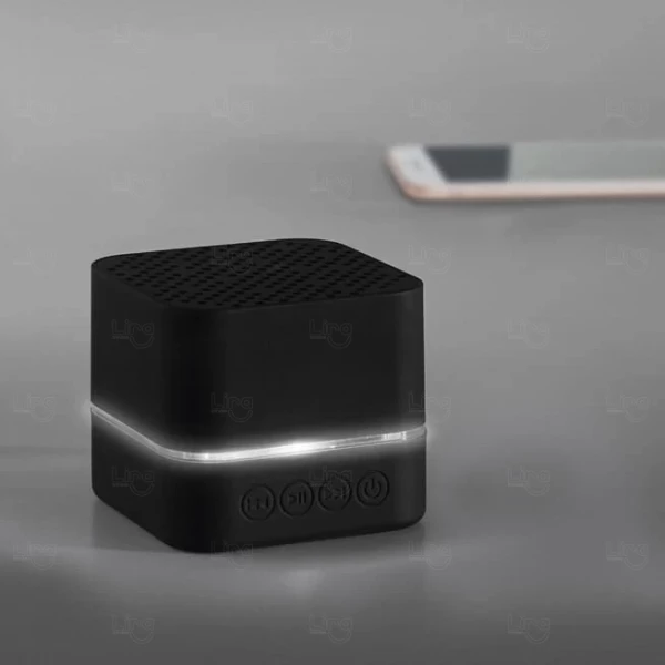 Caixa de Som com luz LED Emborrachada Personalizada 