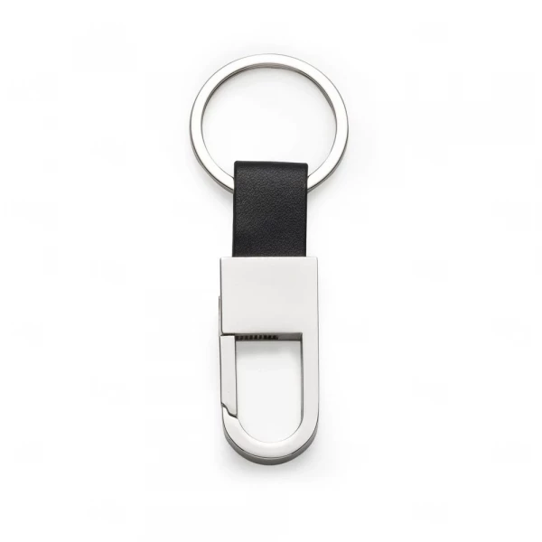 Chaveiro Mosquetão em Metal com Couro Personalizado 