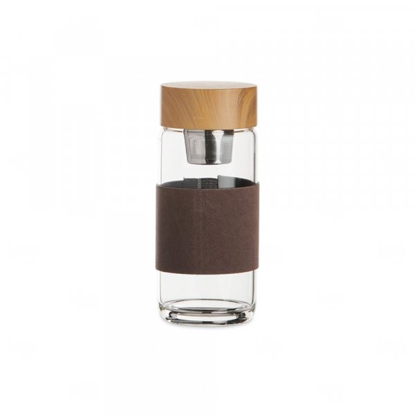 Garrafa de Vidro com Infusor e Luva Personalizada - 400ml 