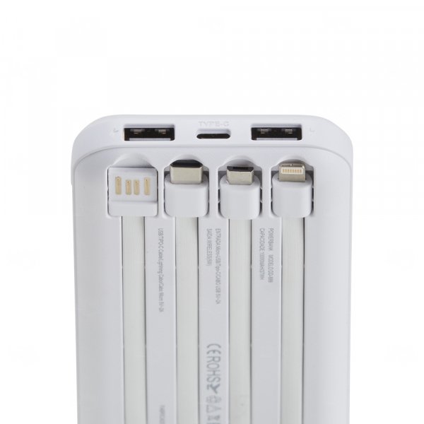 Power Bank p/ Indução e Cabos Acoplados Personalizado - 10.000mAh 