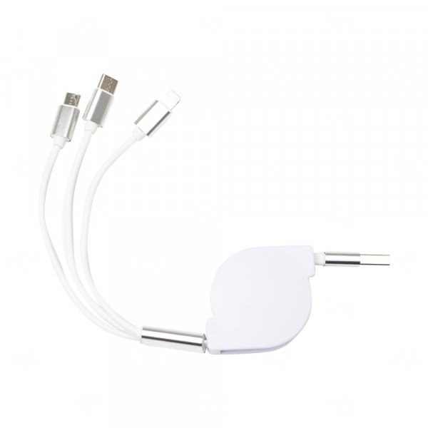 Cabo USB Retrátil 3 em 1 Personalizado