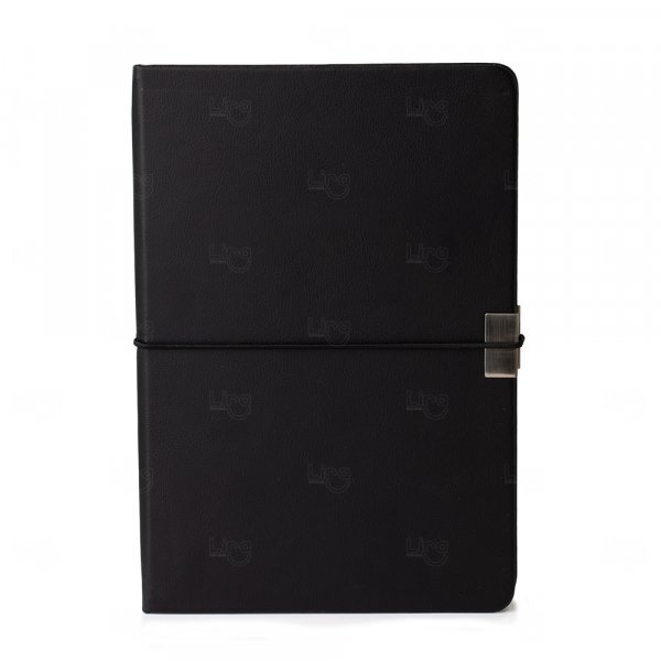 Moleskine em Couro Sintético e Metal Personalizado - 21 x 14,7 cm 