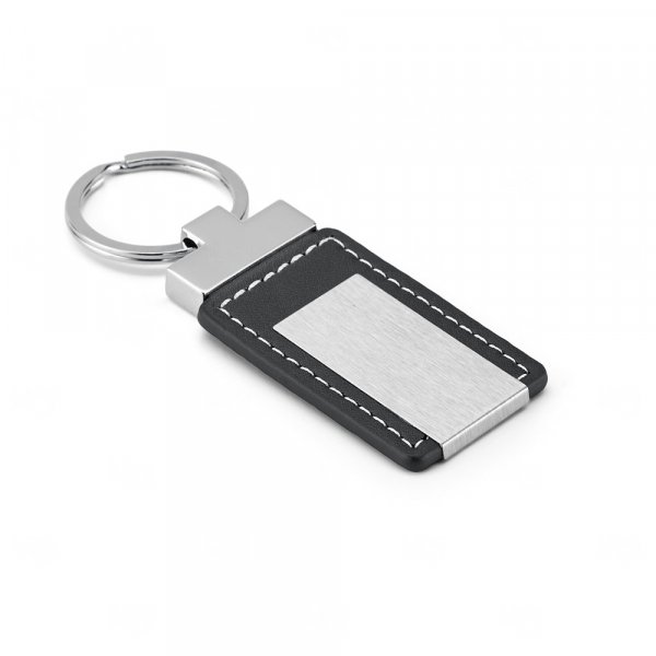 Chaveiro Metálico com Couro e Placa para Gravação 
