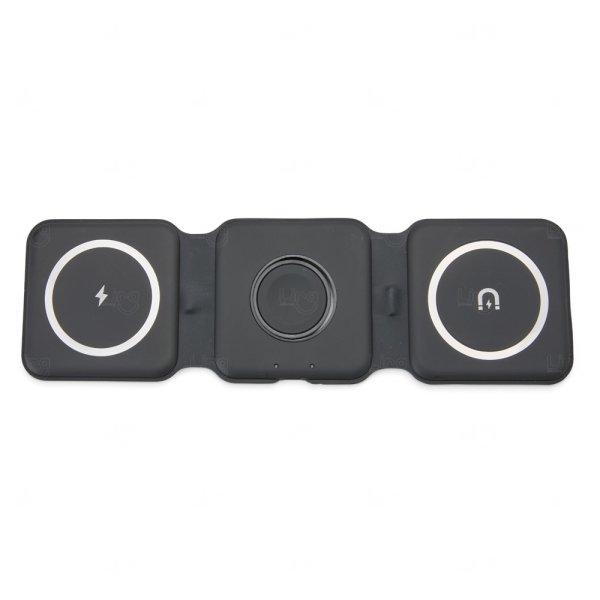 Carregador Sem Fio Magnético Triplo Para Apple Personalizado Preto