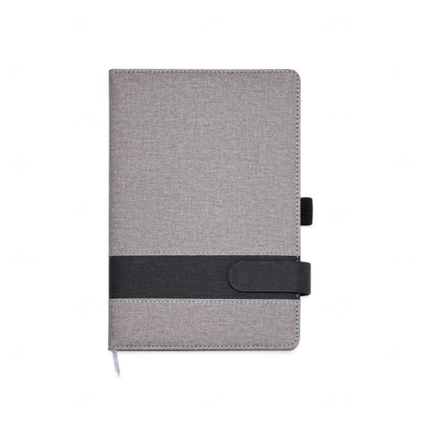 Caderneta A5 em Linho Personalizada 21,2 x 14,4 cm Cinza