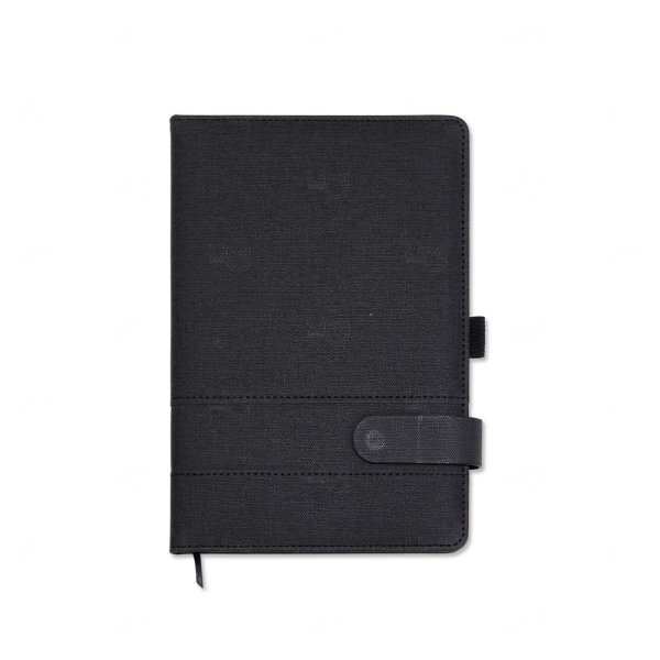 Caderneta A5 em Linho Personalizada 21,2 x 14,4 cm Preto