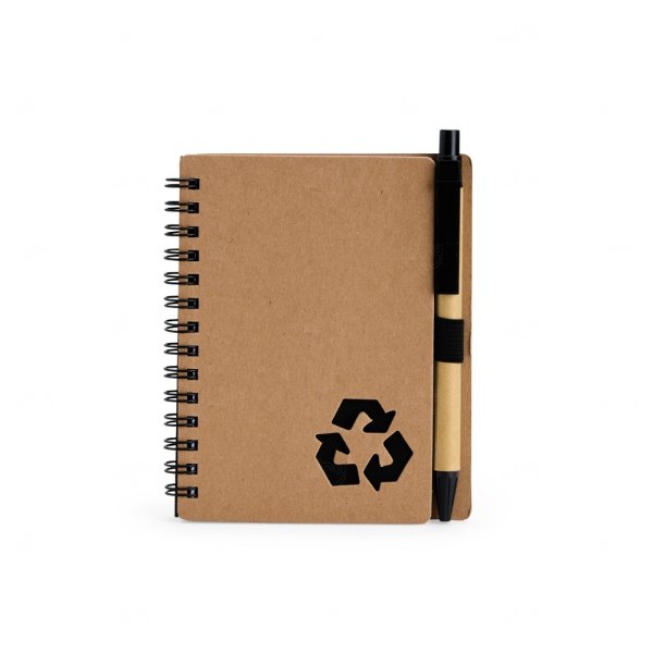 Caderno Ecológico com Caneta Personalizado - 13x10,5 cm Preto