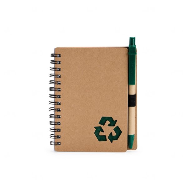 Caderno Ecológico com Caneta Personalizado - 13x10,5 cm Verde