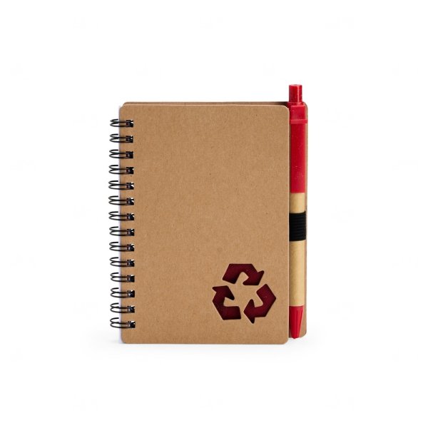 Caderno Ecológico com Caneta Personalizado - 13x10,5 cm Vermelho