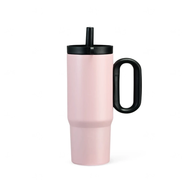 Caneca Térmica Inox 750ml com Infusor Personalizada Rosa Claro