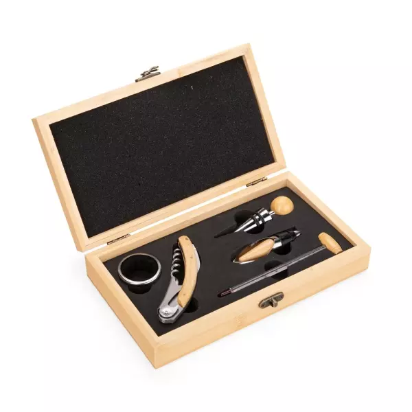 Kit Vinho 5 Peças em Bambu Personalizado Bambu