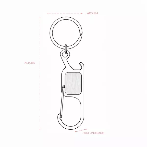 Chaveiro de Metal com Mosquetão e Abridor Personalizado 