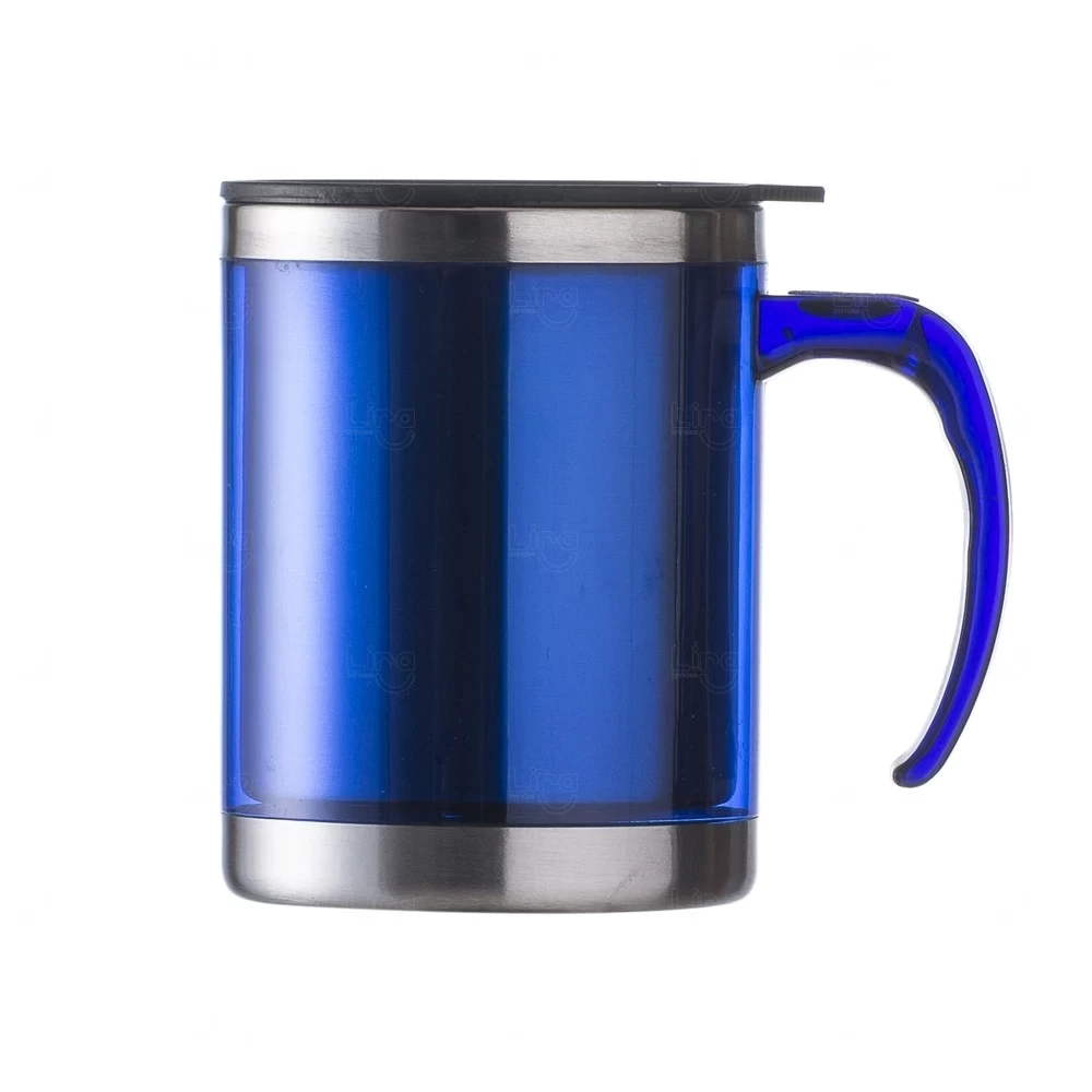 Caneca em Inox e Acrílico 400ml Personalizada Azul