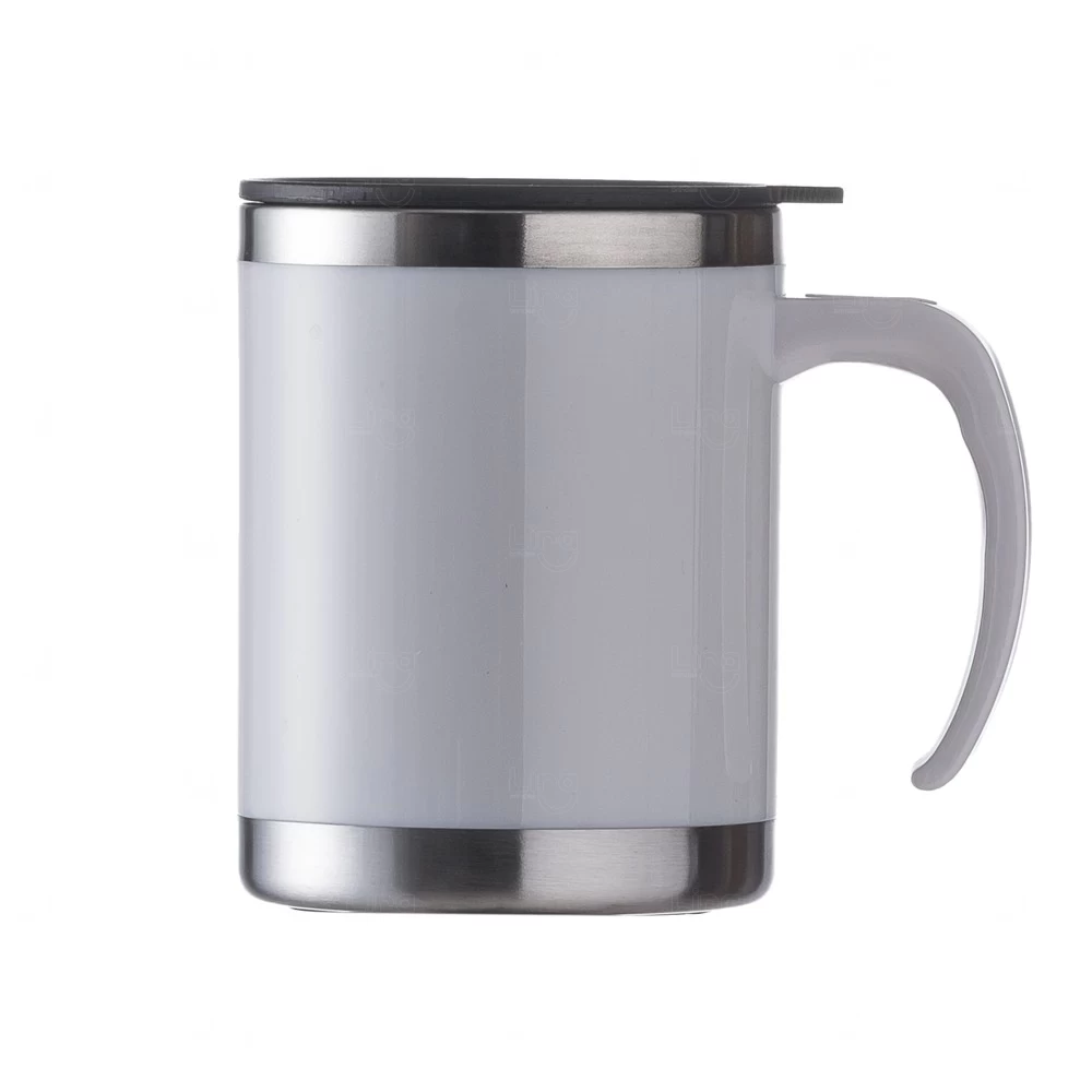 Caneca em Inox e Acrílico 400ml Personalizada Branco