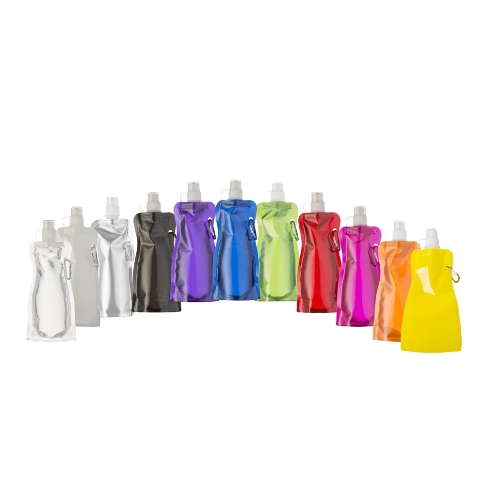 Squeeze Plástica Dobrável 450ml com Mosquetão Personalizada 