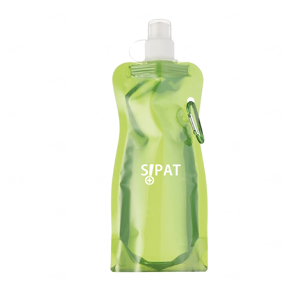 Squeeze Plástica Dobrável 450ml com Mosquetão Personalizada 