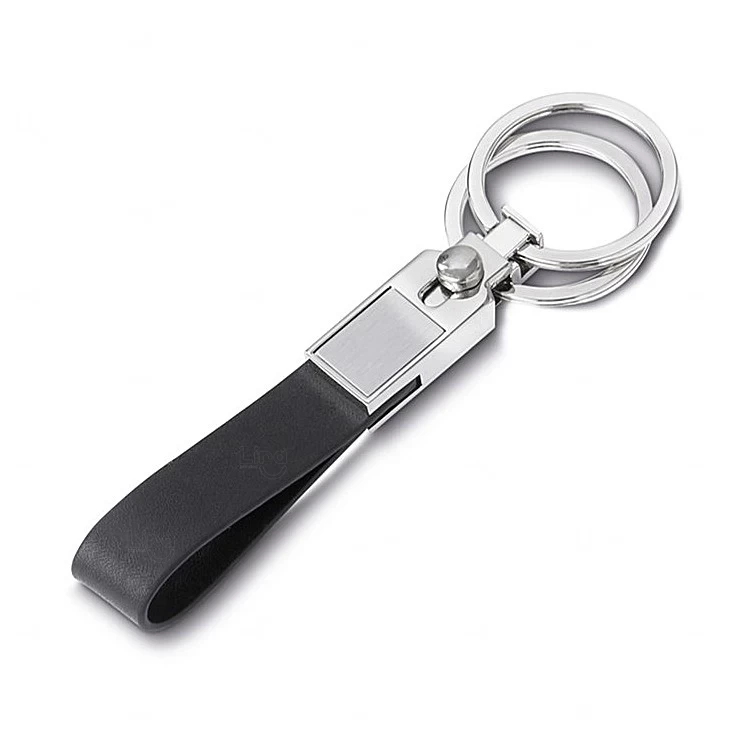 Chaveiro de Metal e Couro com Duas Argolas Personalizado 