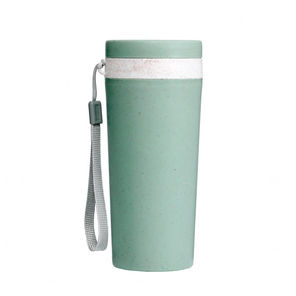 Copo Fibra de Bambu 350ml Isotérmico Personalizado Verde Escuro