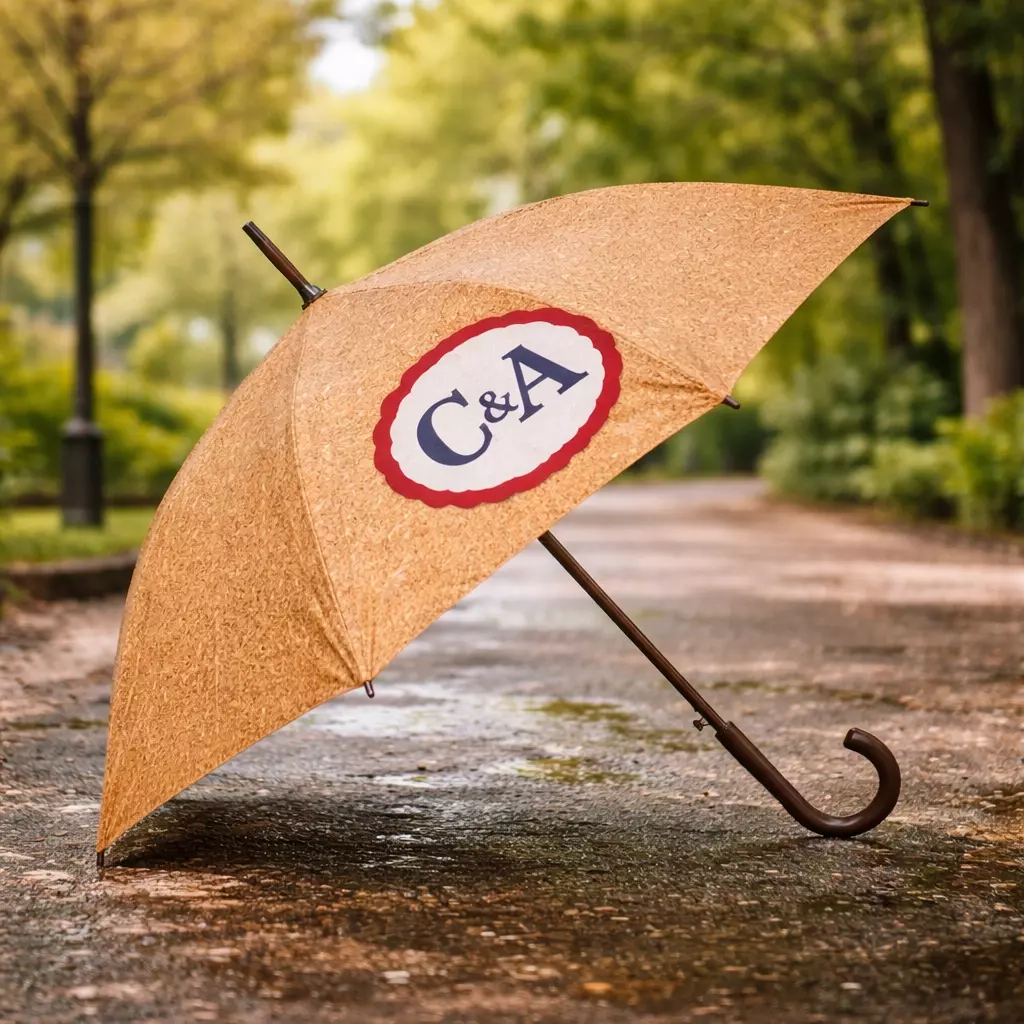 Guarda-Chuva Ecológico em Cortiça e Madeira Personalizado 