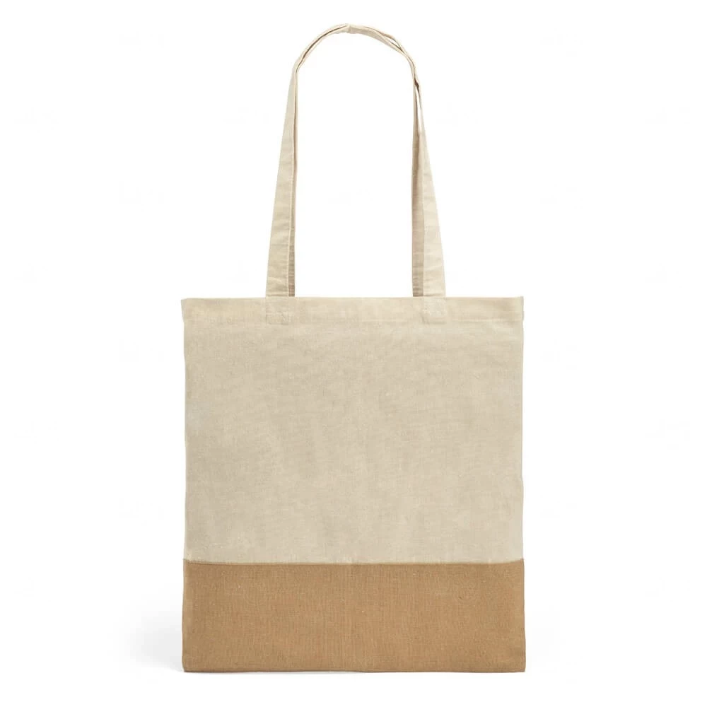 Sacola de Algodão com Detalhe em Juta Personalizada Natural