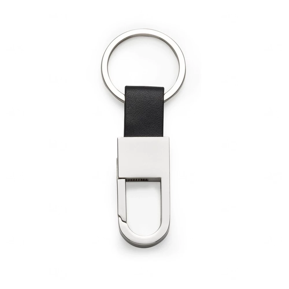 Chaveiro Mosquetão em Metal com Couro Personalizado 
