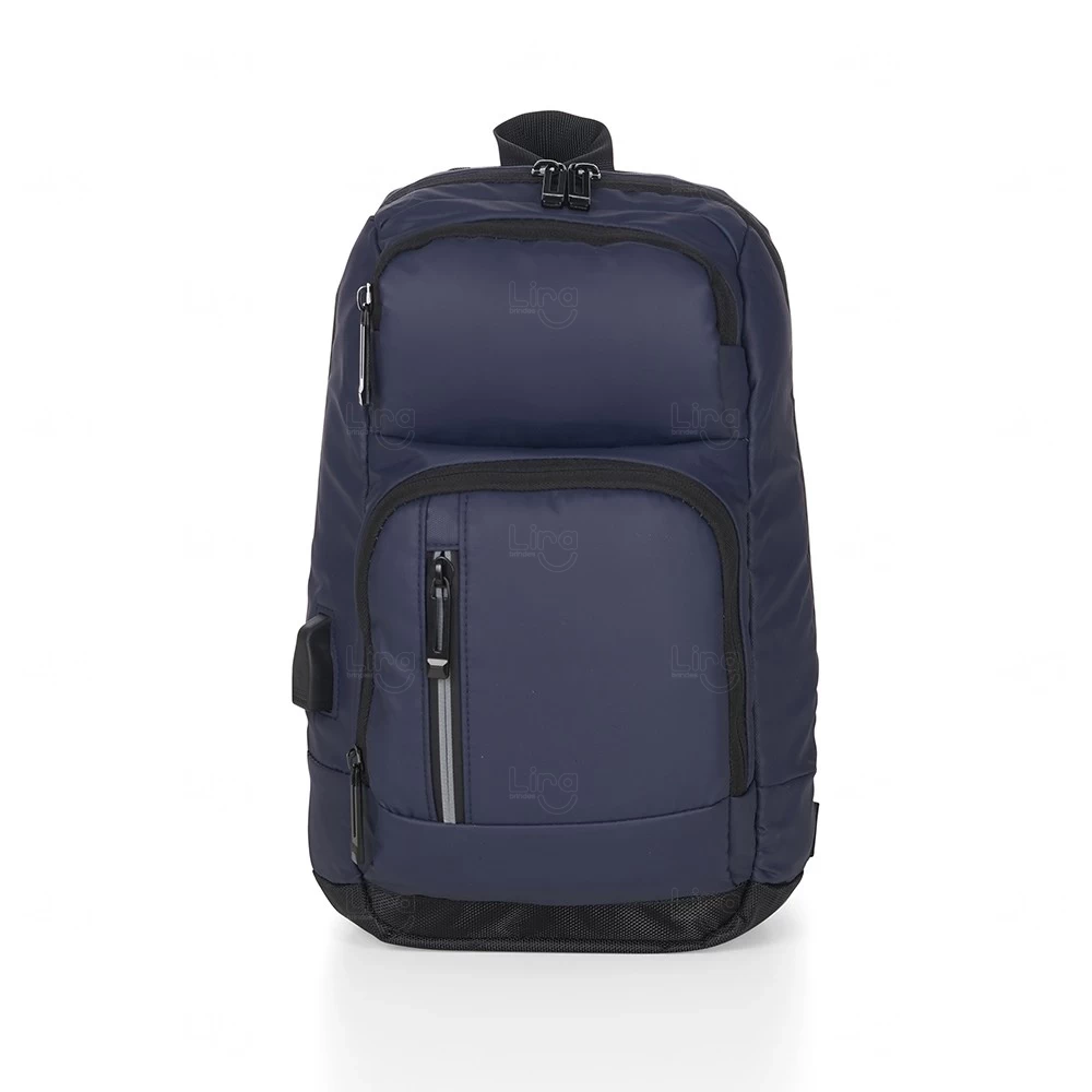 Mochila de Ombro 10L em Couro Sintético Personalizada Azul