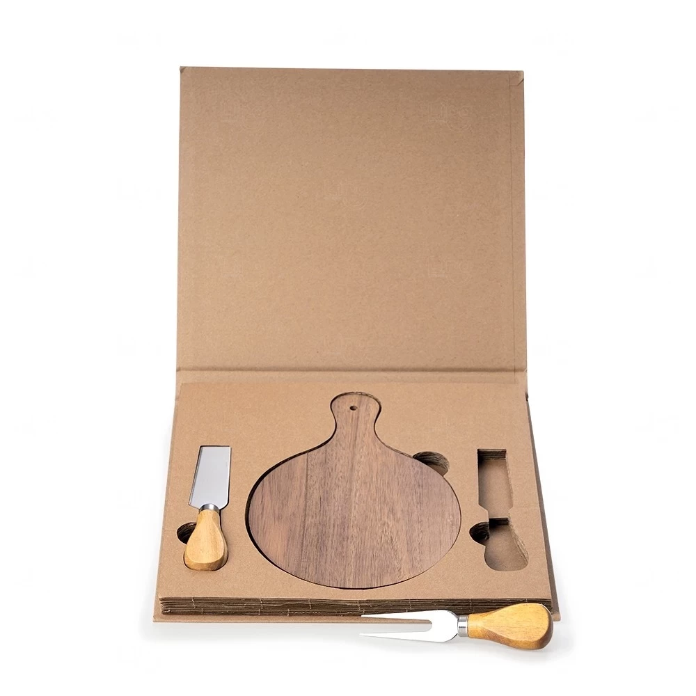 Kit Queijo 3 peças com Tábua Redonda Personalizado 
