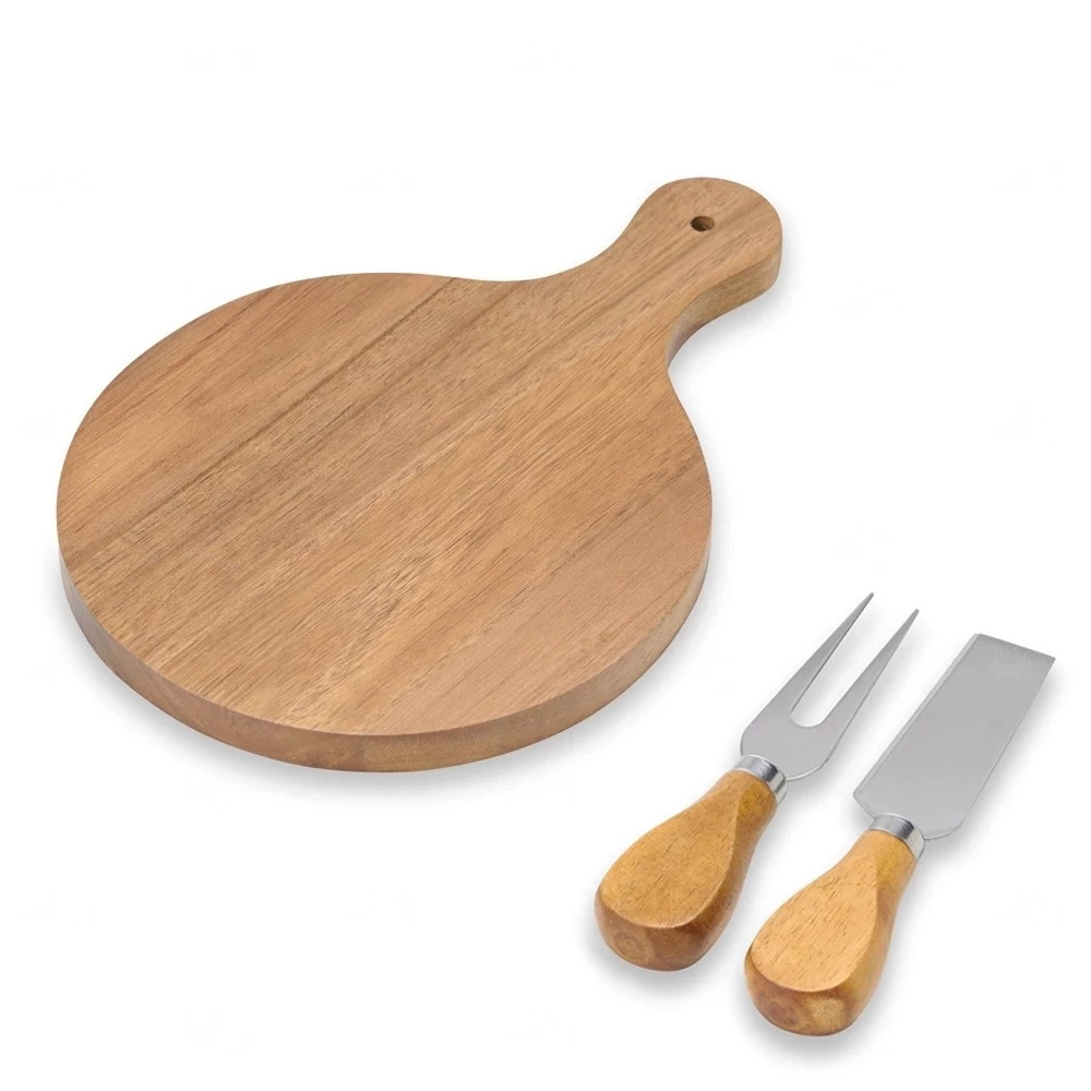 Kit Queijo 3 peças com Tábua Redonda Personalizado 