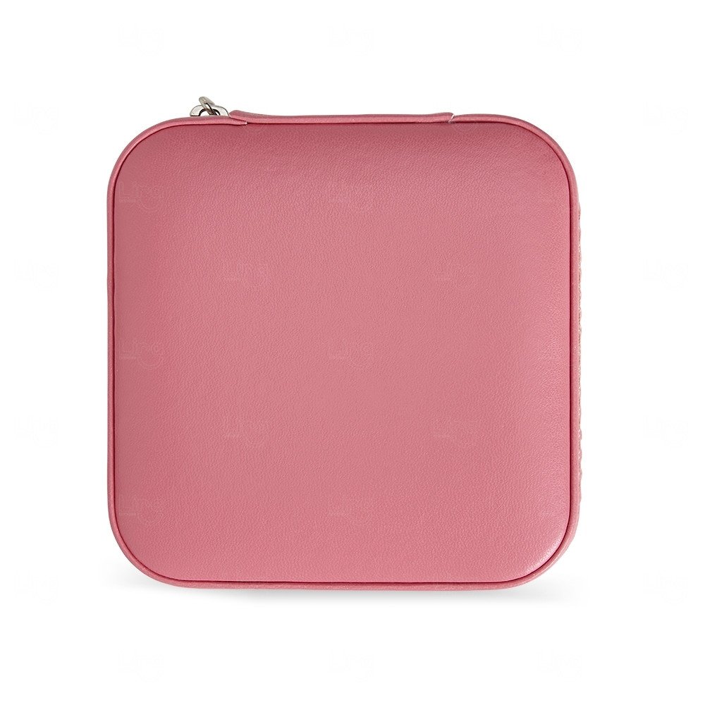Porta-Joias em Couro Sintético Personalizado - 5x10x10cm Rosa Escuro