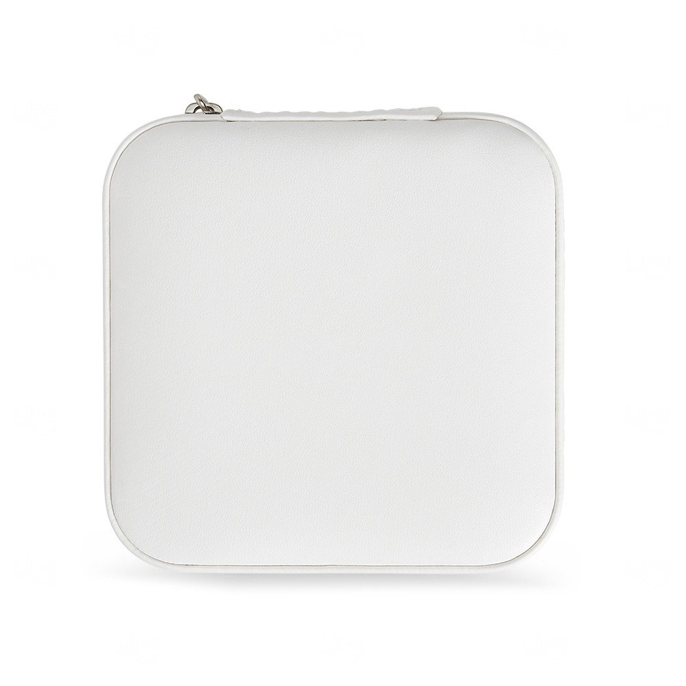 Porta-Joias em Couro Sintético Personalizado - 5x10x10cm Branco