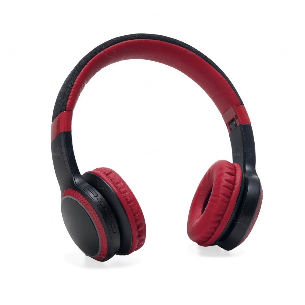 Fone de Ouvido Bluetooth Personalizado com LED RGB Vermelho