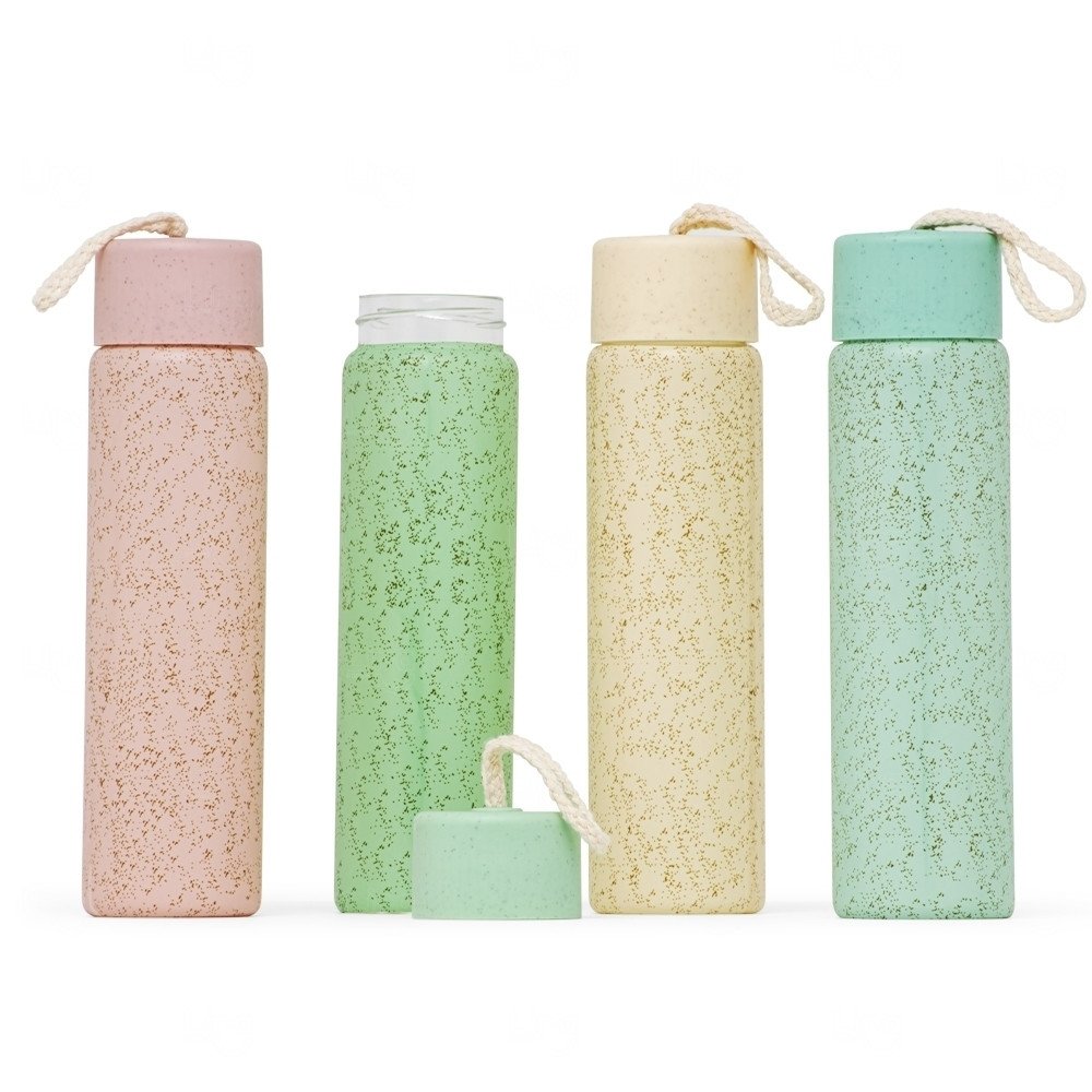 Garrafa de Vidro com Acabamento Natural Personalizada – 330ml 