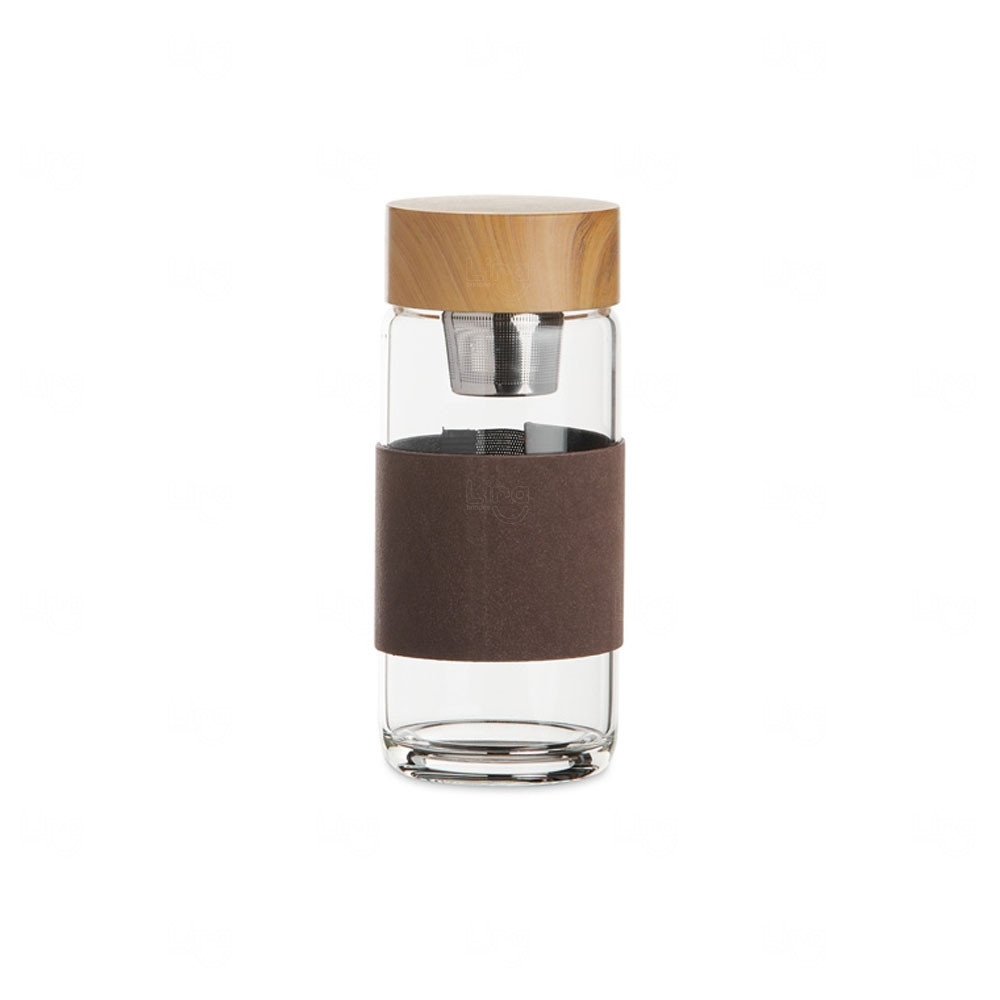 Garrafa de Vidro com Infusor e Luva Personalizada - 400ml 