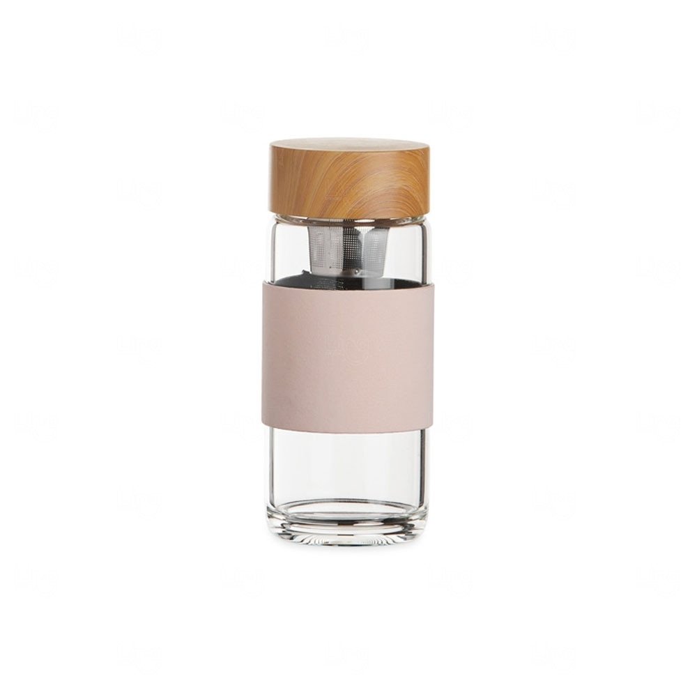 Garrafa de Vidro com Infusor e Luva Personalizada - 400ml 