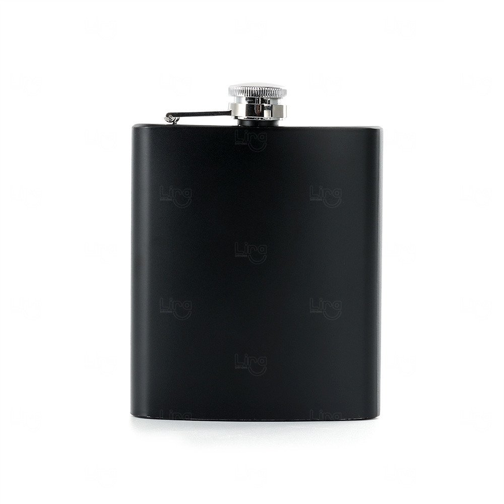 Porta Whisky 7oz Personalizado Preto
