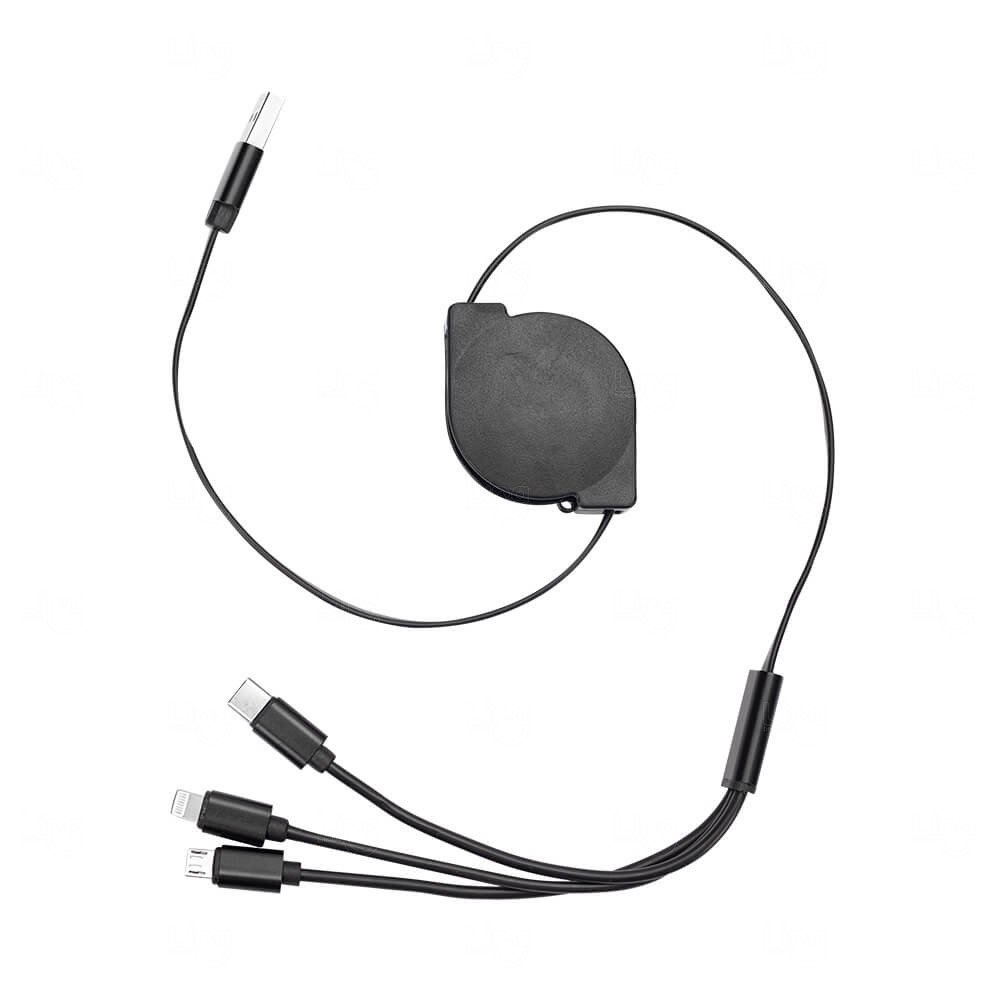 Cabo USB Retrátil 3 em 1 Personalizado 