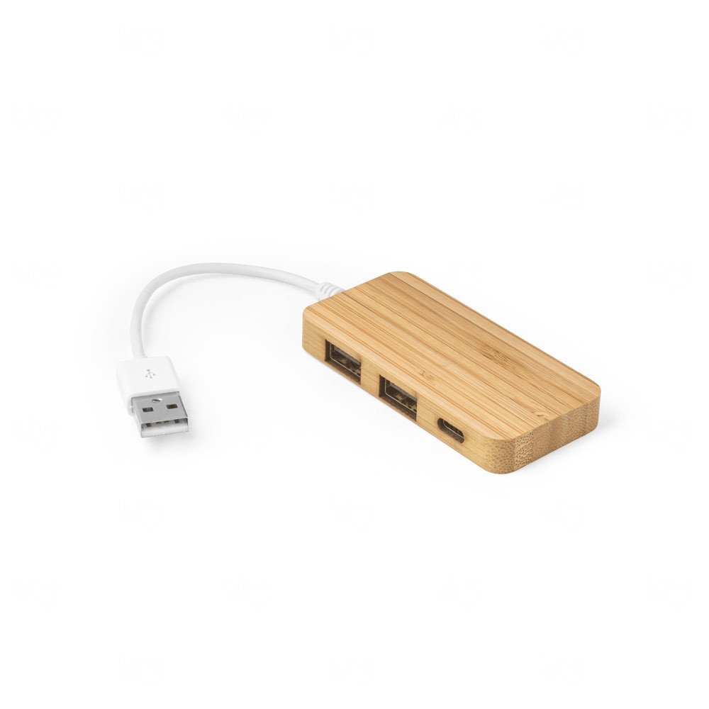 Hub USB em Bambu Personalizado Natural