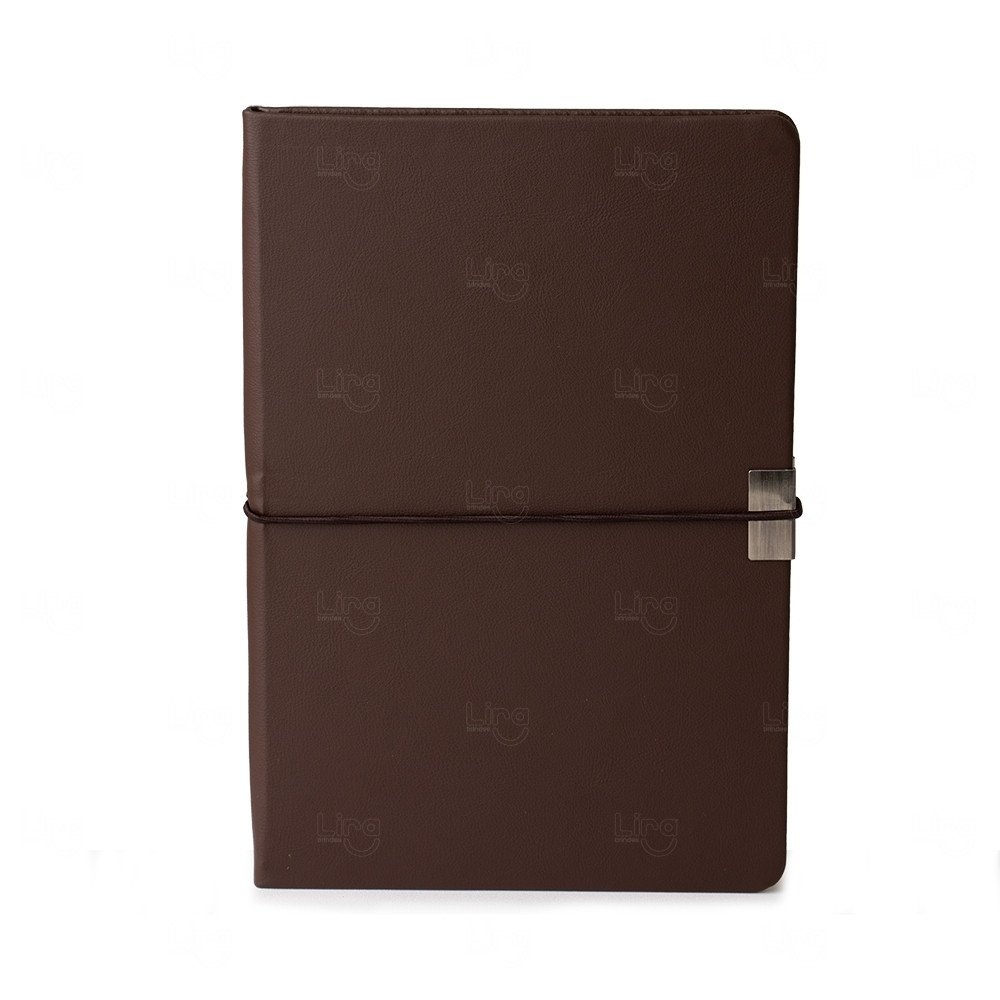 Moleskine em Couro Sintético e Metal Personalizado - 21 x 14,7 cm 