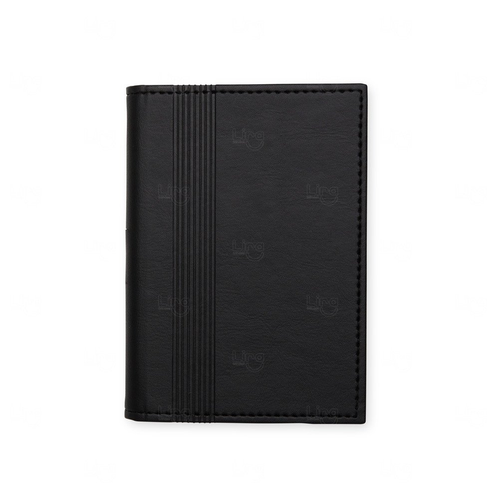 Caderneta em Couro Sintético com Porta Caneta - 15,6 x 11 cm Preto