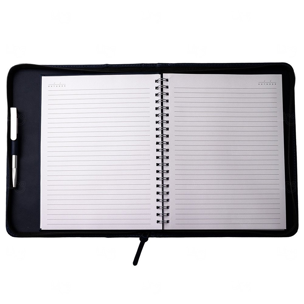 Pasta Caderno em Couro Sintético com Zíper Personalizada 