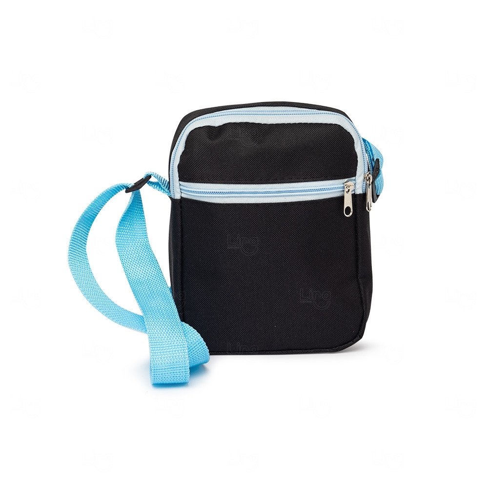 Bolsa de Ombro em Nylon Personalizada Azul Claro