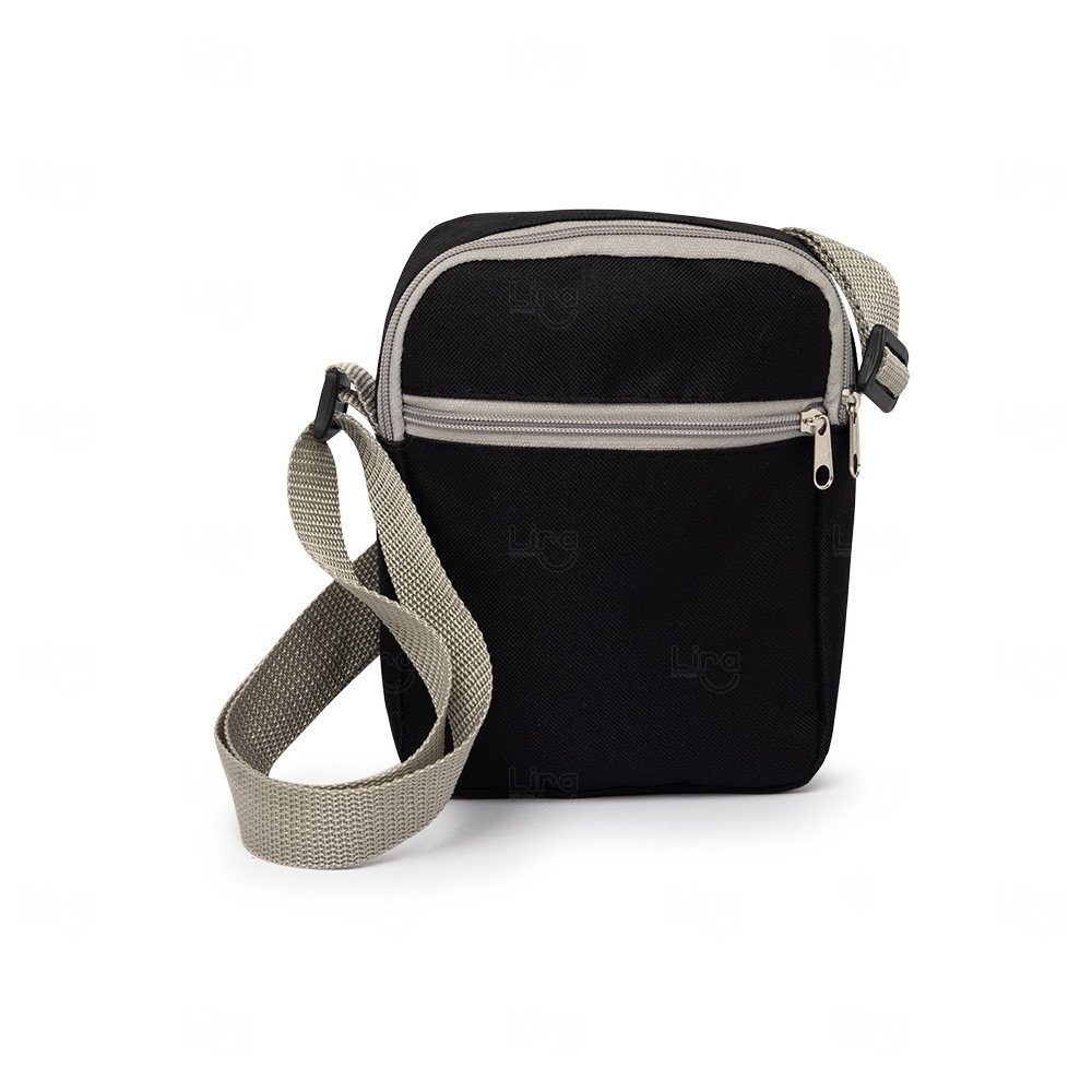Bolsa de Ombro em Nylon Personalizada Cinza