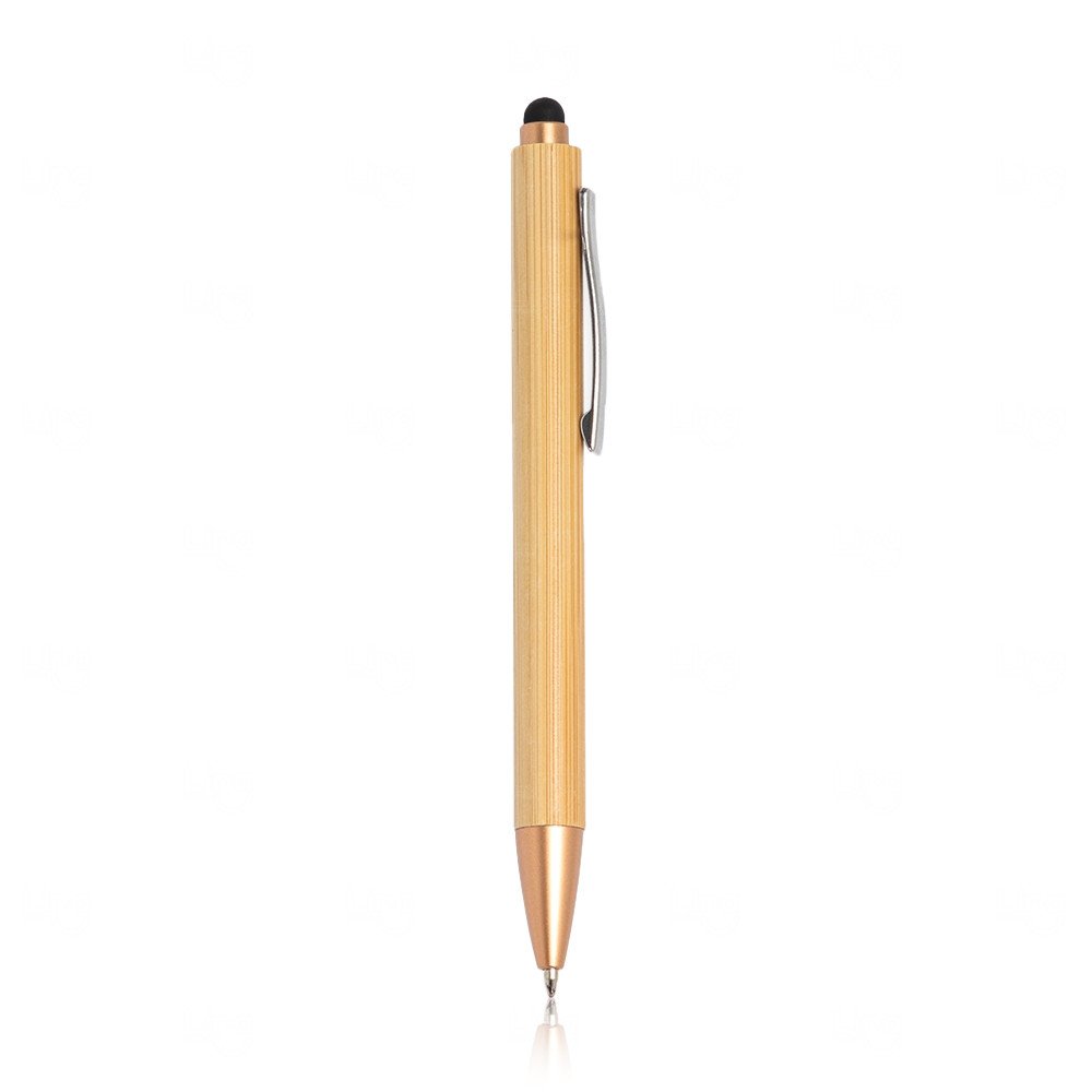 Caneta de Bambu Ecológica Touch Personalizada Dourado