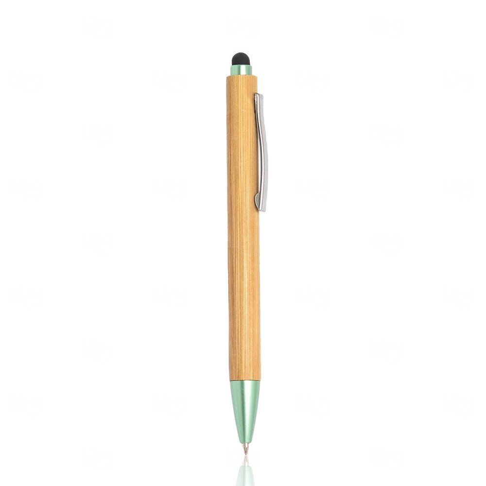 Caneta de Bambu Ecológica Touch Personalizada Verde