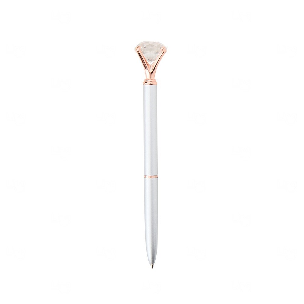 Caneta com Diamante Cristal Personalizada Prata