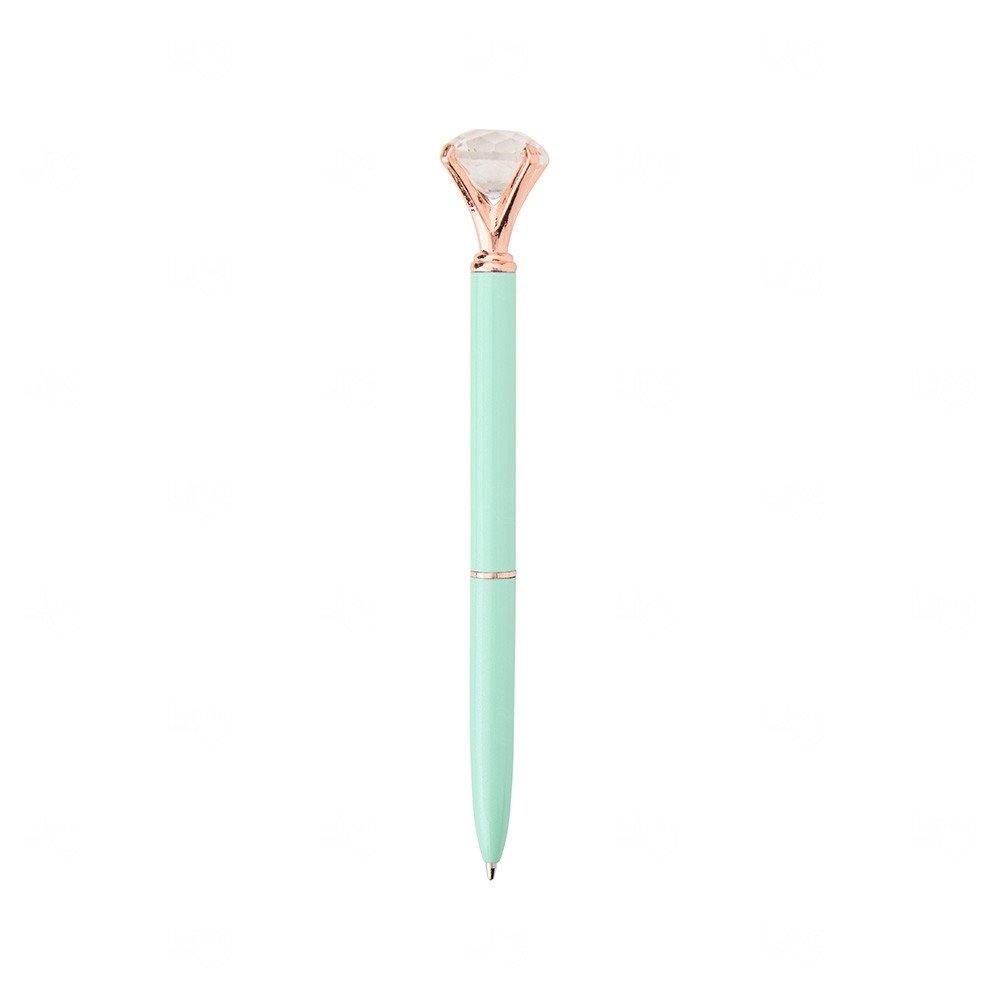 Caneta com Diamante Cristal Personalizada Verde Claro