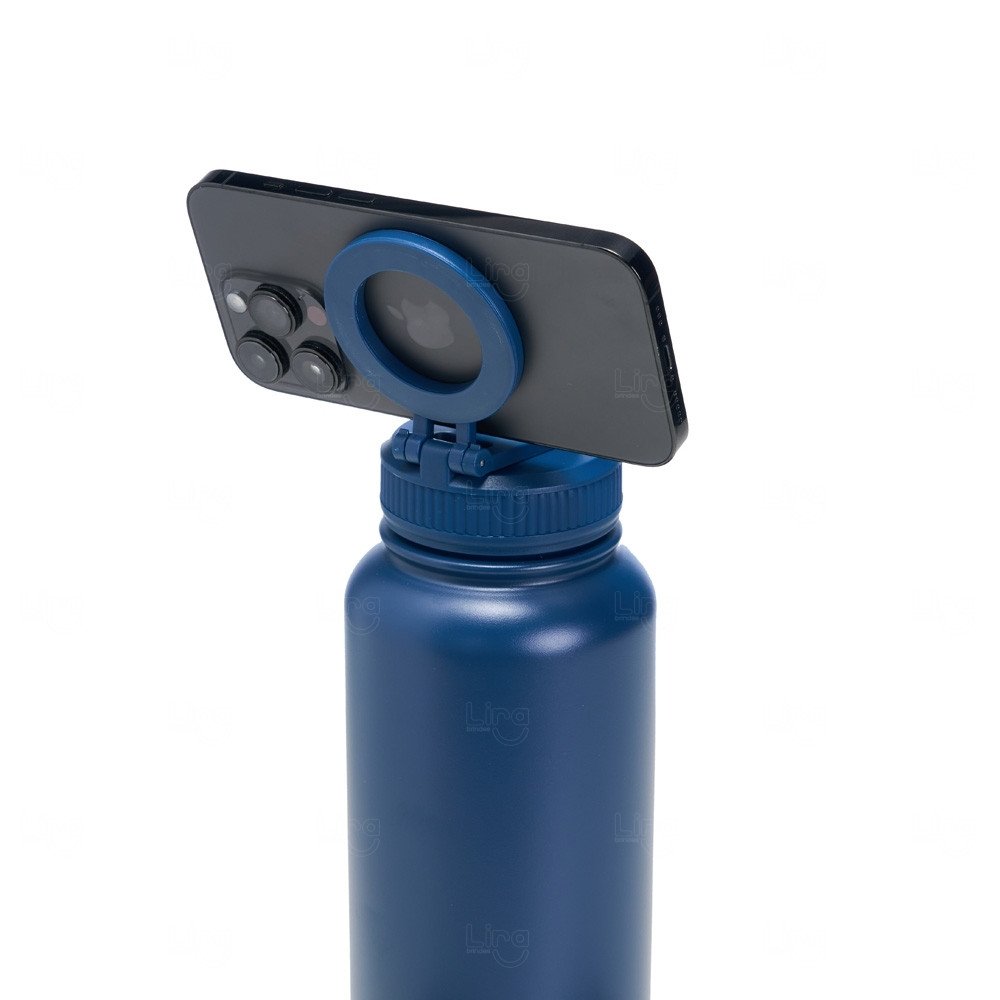Garrafa Térmica Inox c/ Suporte para Celular Personalizada - 1,2L 