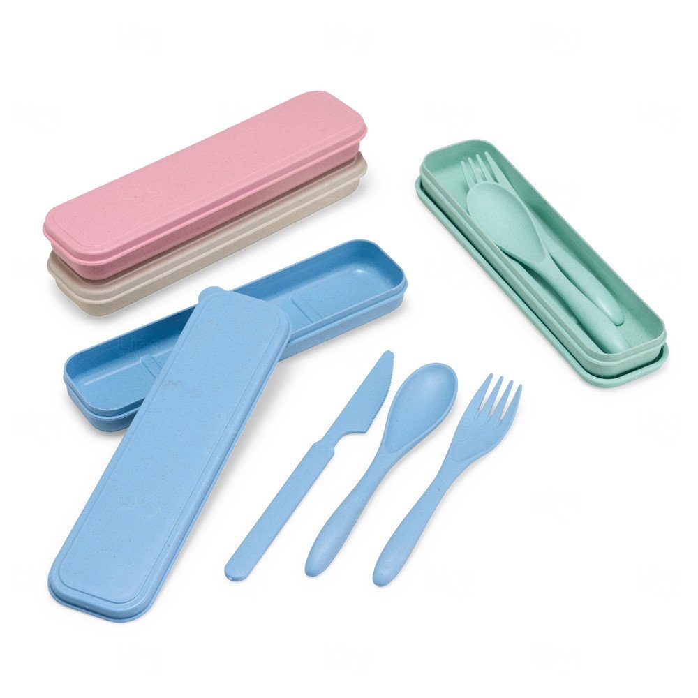 Kit de Talheres Sustentável em Palha de Trigo Personalizado 