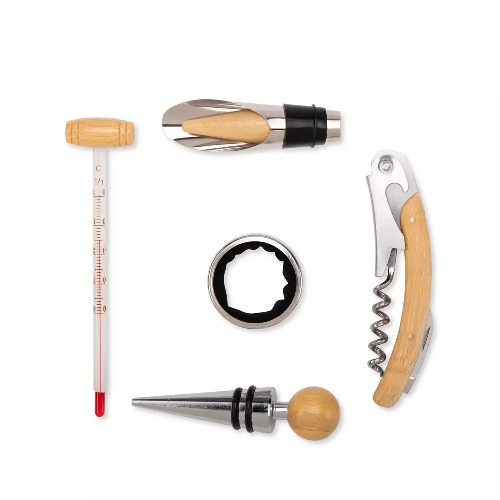 Kit Vinho 5 Peças em Bambu Personalizado 